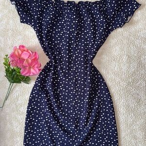 SHEIN Navy Blue Heart Print Mini Dress